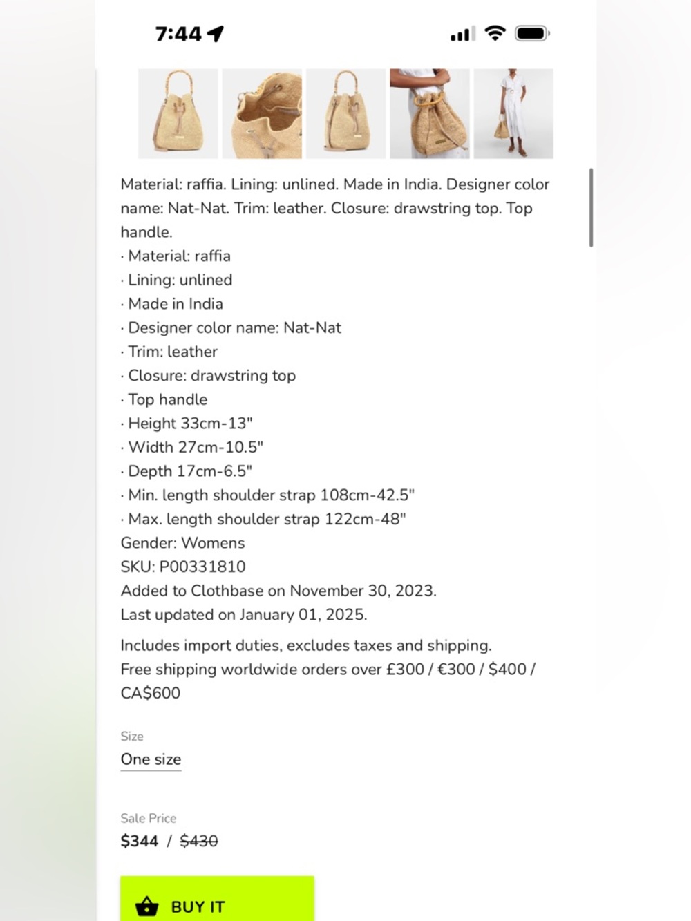 👜✨ Heidi Klein Savannah Bay Mini Bamboo Duffle Bag NWT ✨👜 - Picture 7 of 15